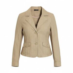 Sonoma Women’s XL Tan Pink Stripe Herringbone Cotton Jacket Lightweight Unlined